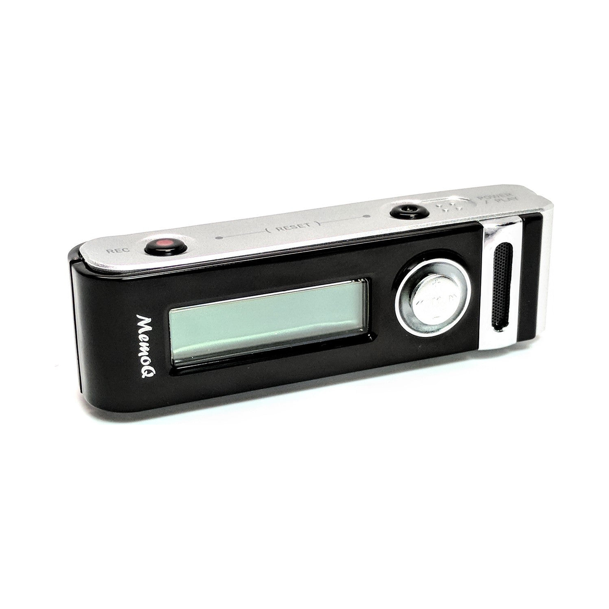 MV-7 micro voice recorder, angled view showing the LCD screen and controls, 1,152 hours, 8 GB