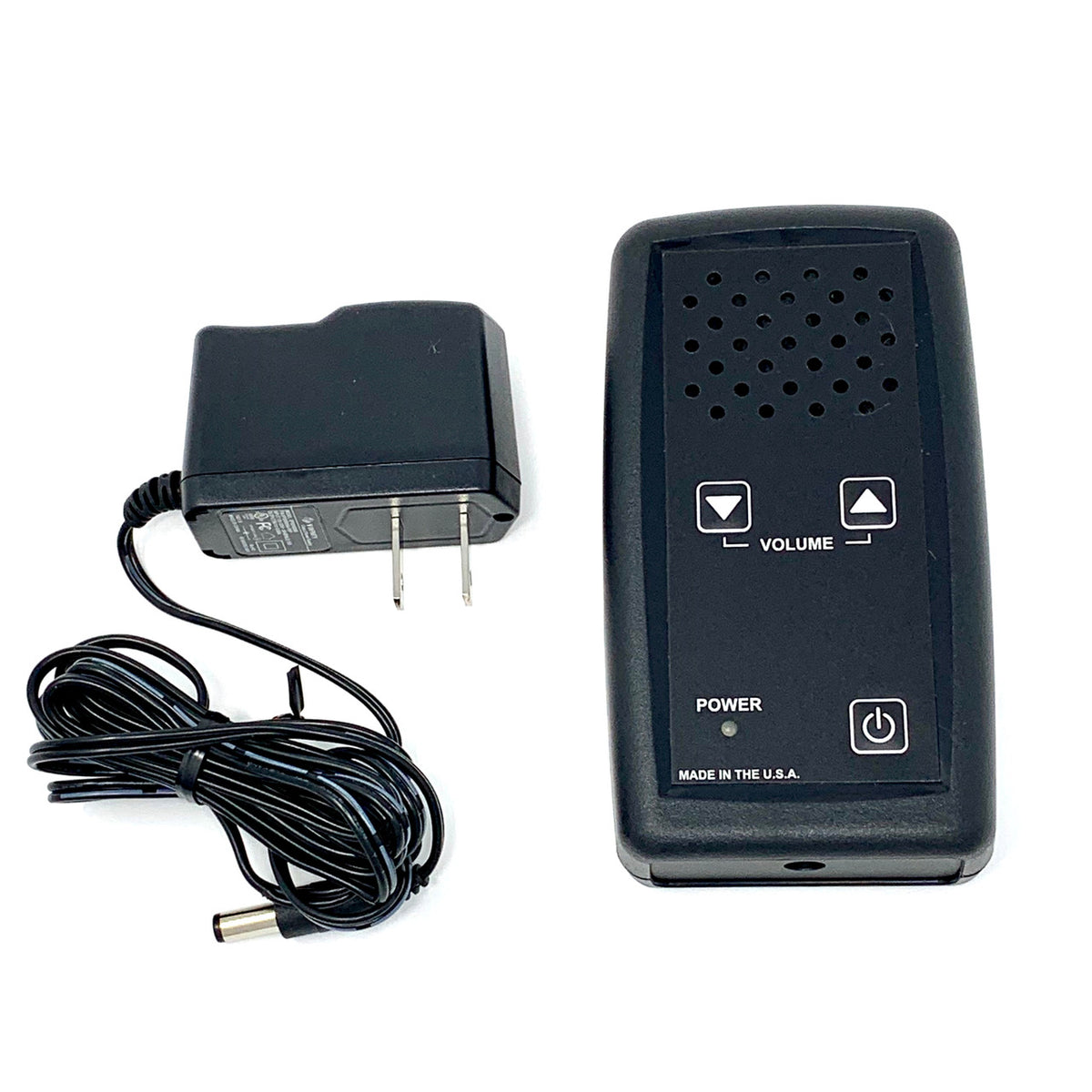 AJ-40 voice privacy noise generator with its wall charger