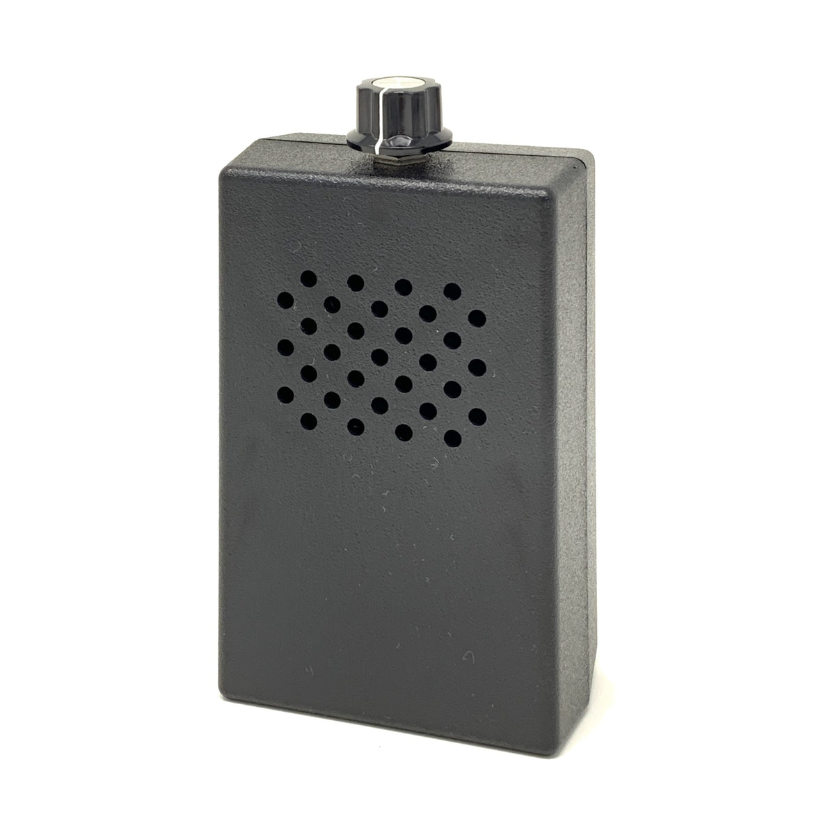 AJ-34 audio noise generator, black box with speaker grille and volume knob, covers 150 sq ft