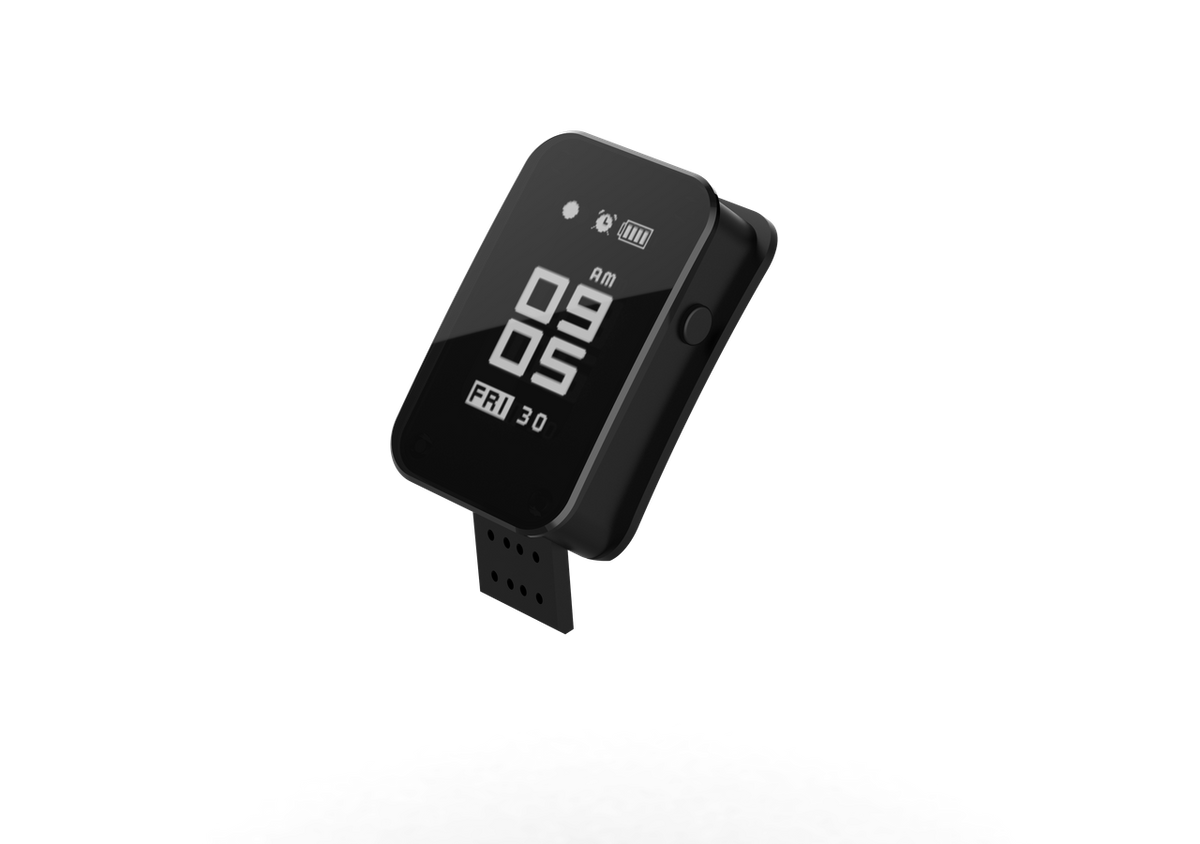 Audio recording wrist watch SR-600 connected to USB charging cable
