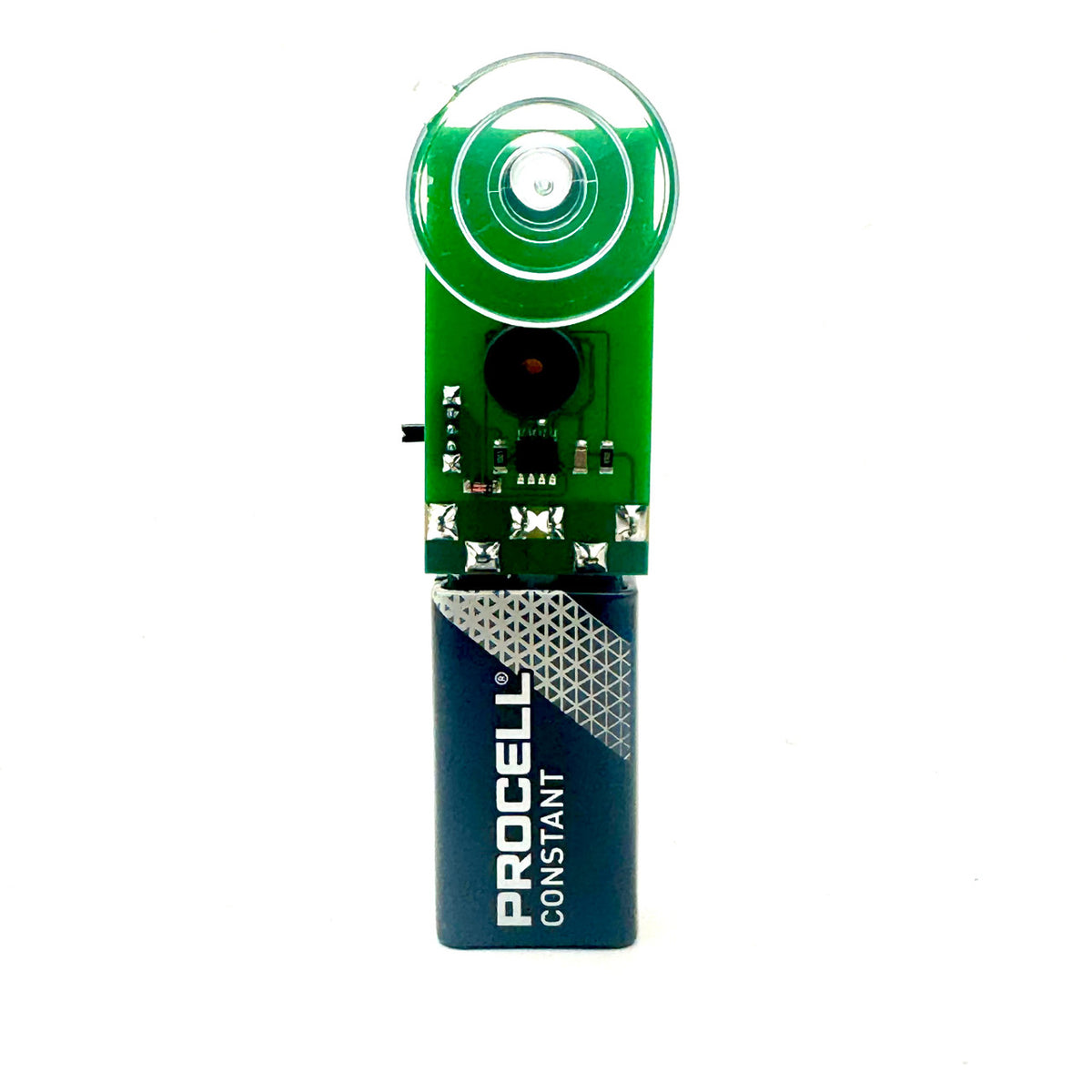 Laser microphone defeater with 9V battery