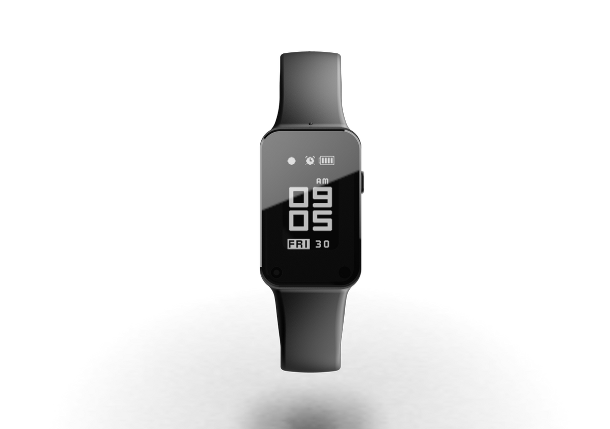 Audio recording wrist watch SR-600 worn on the wrist