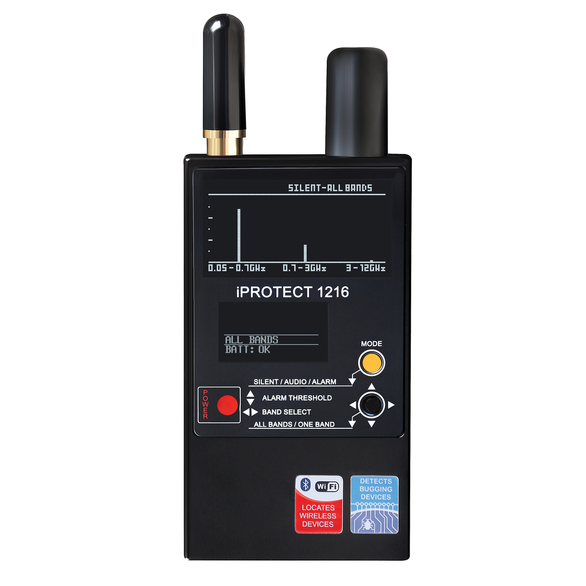 iProtect 1216 front view with 3-band signal display