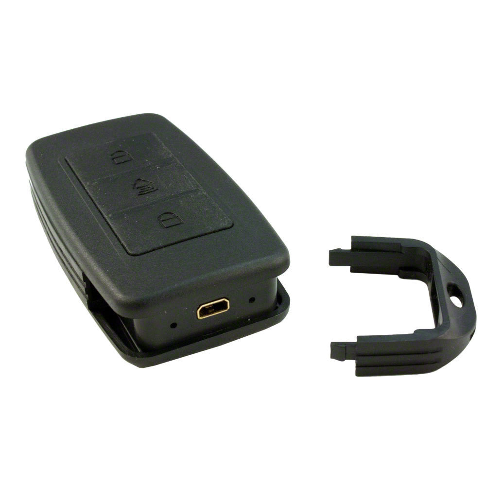 VR-100 key fob voice recorder opened to show the USB connector