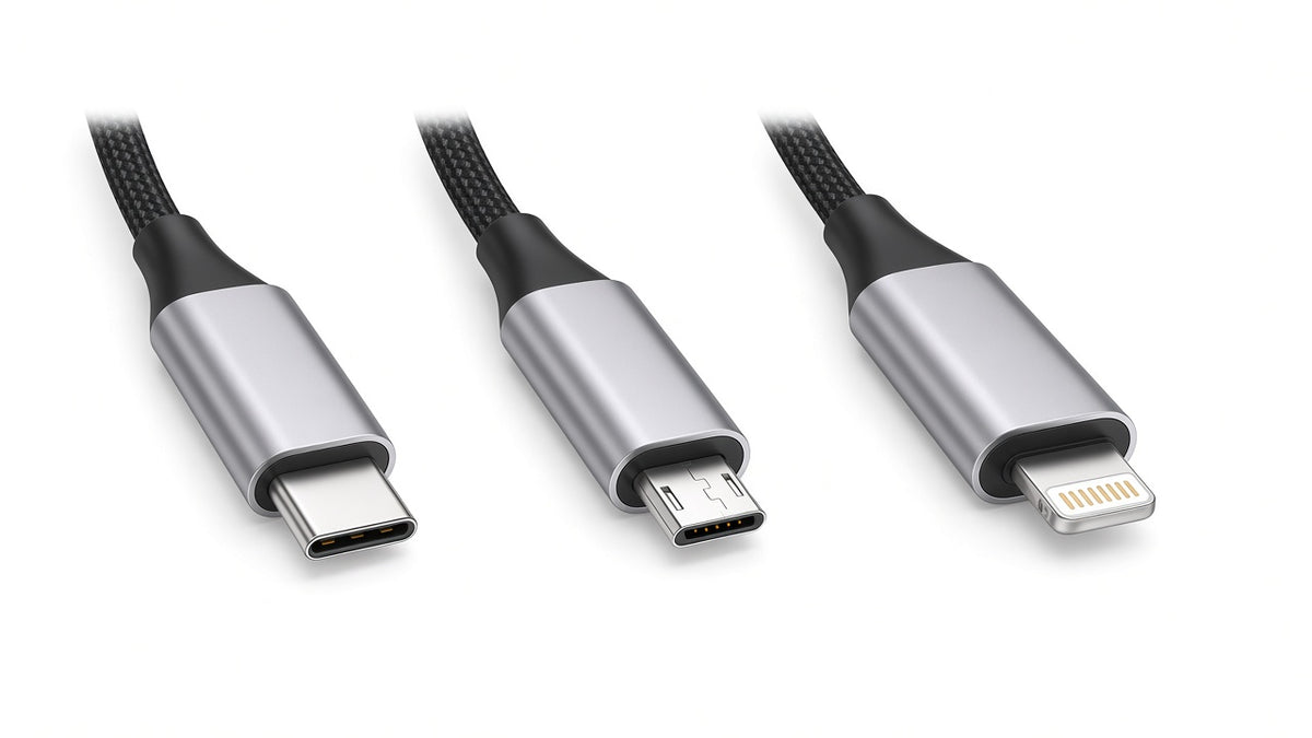 USB-C, Micro-USB and Lightning adapters set